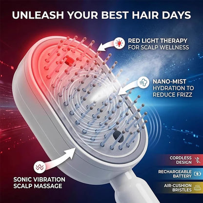 4-in-1 Electric Mist Hair Brush – Smooth Frizz, Detangle & Refresh Hair