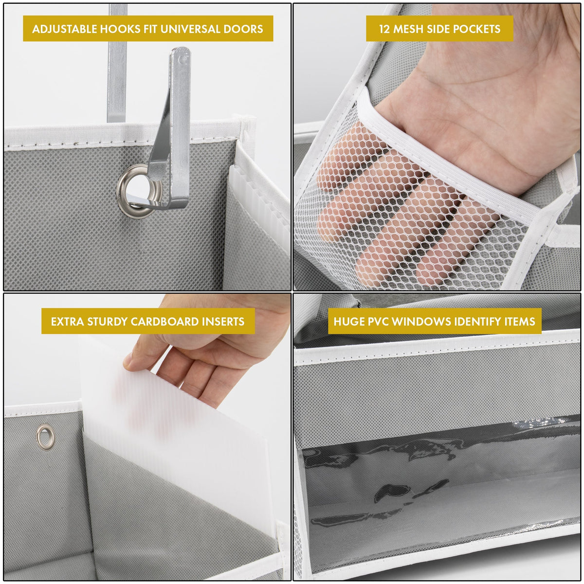 Over the Door Organizer with Pockets for Bedroom, Bathroom, Nursery & Closet Storage