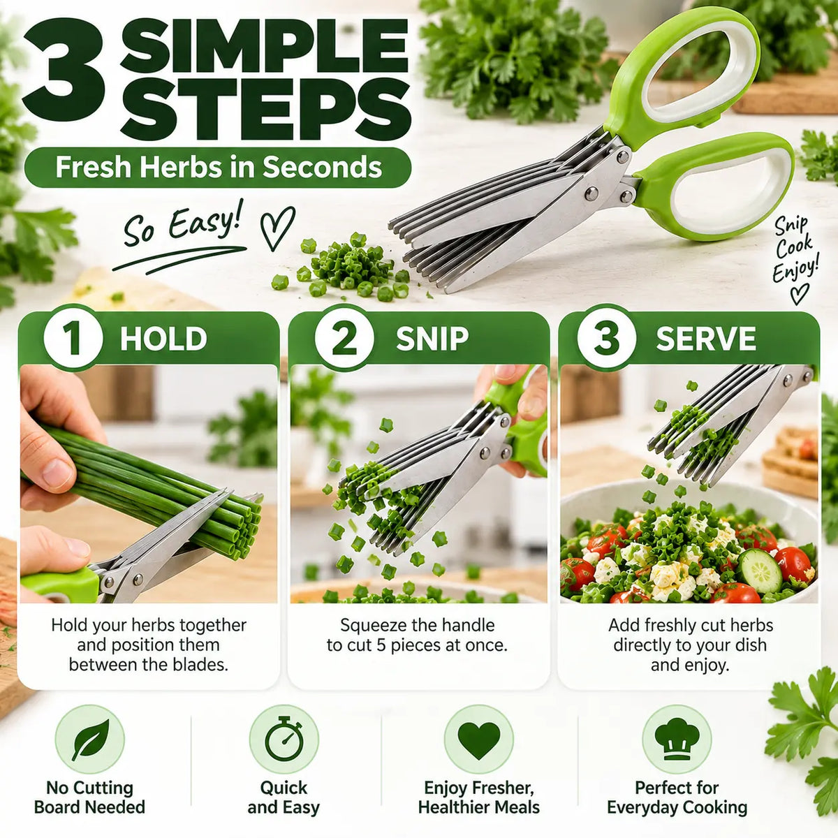 5-Blade Herb Scissors – Cut Fresh Herbs in Seconds